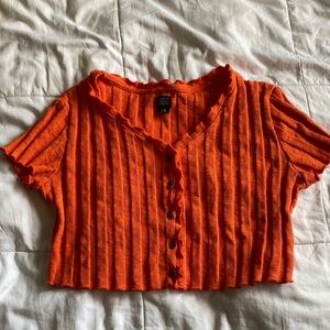BDG Women's Vibrant Orange Button-Down Crop Top